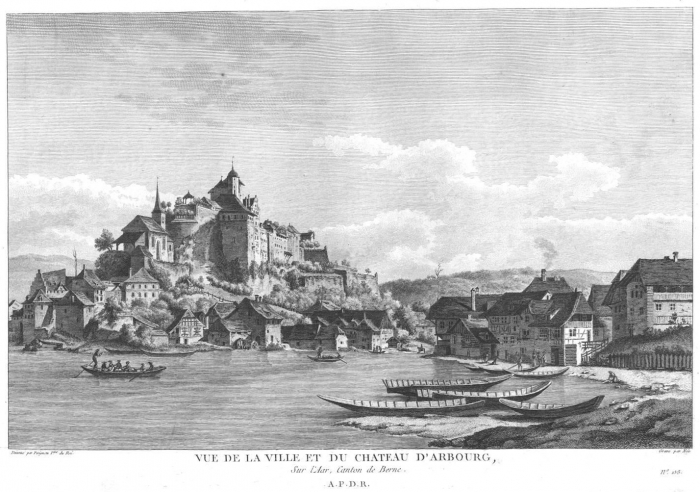 <p>* 331 Zurlauben  Nr. 158 Tableaux Vue de la Ville et du Château d'Arbourg</p>